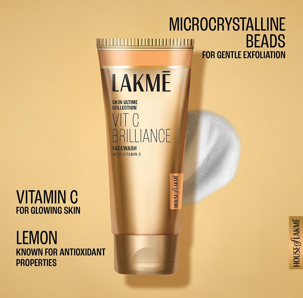 Lakmé Vitamin C Brilliance Facewash with Exfoliating Microcrystalline Beads 100g