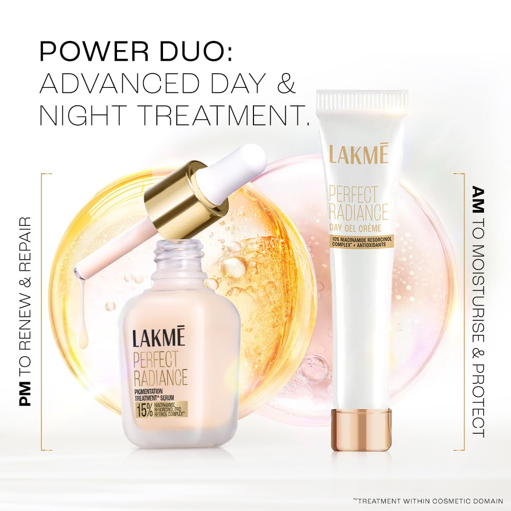 Lakme Perfect Radiance Day Gel Crème: Niacinamide & Resorcinol Pigmentation Treatment, 15g
