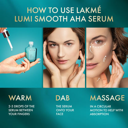 Lakme Lumi Smooth Serum: 8% AHA BHA PHA Complex for Luminous, Even Skin Texture