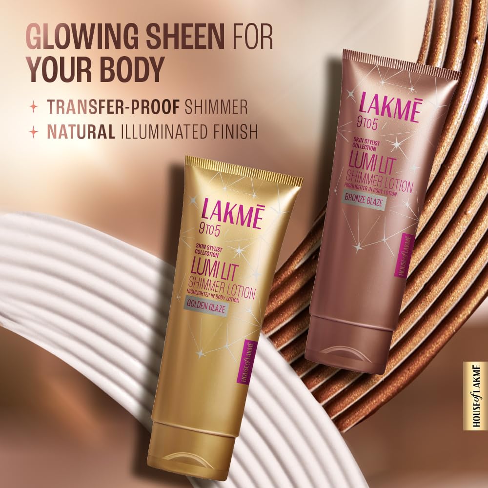 Lakme Lumi Lit Gold Shimmer Body Lotion, Hyaluronic Acid for Radiant Glow
