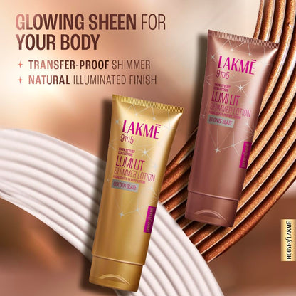 Lakme Lumi Lit Gold Shimmer Body Lotion, Hyaluronic Acid for Radiant Glow