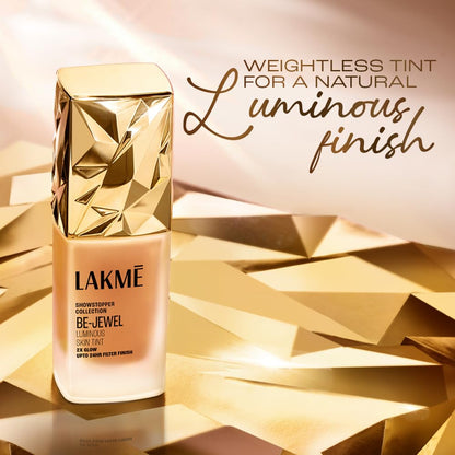Lakme Be-Jewel Luminous Skin Tint: 24HR Lasting, Light-Reflecting Glow, Warm Beige