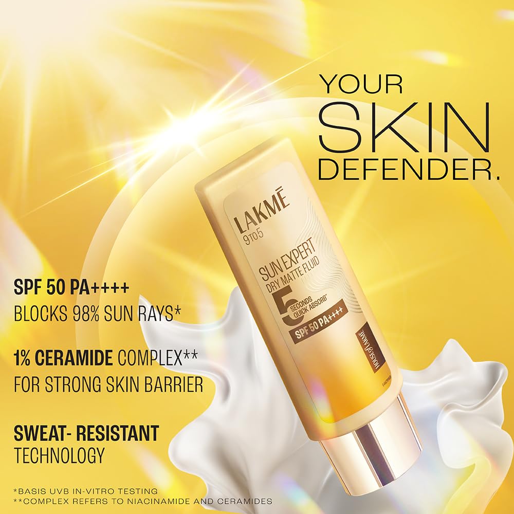 Lakme Sun Expert Dry Matte Fluid SPF 50 Niacinamide Sunscreen