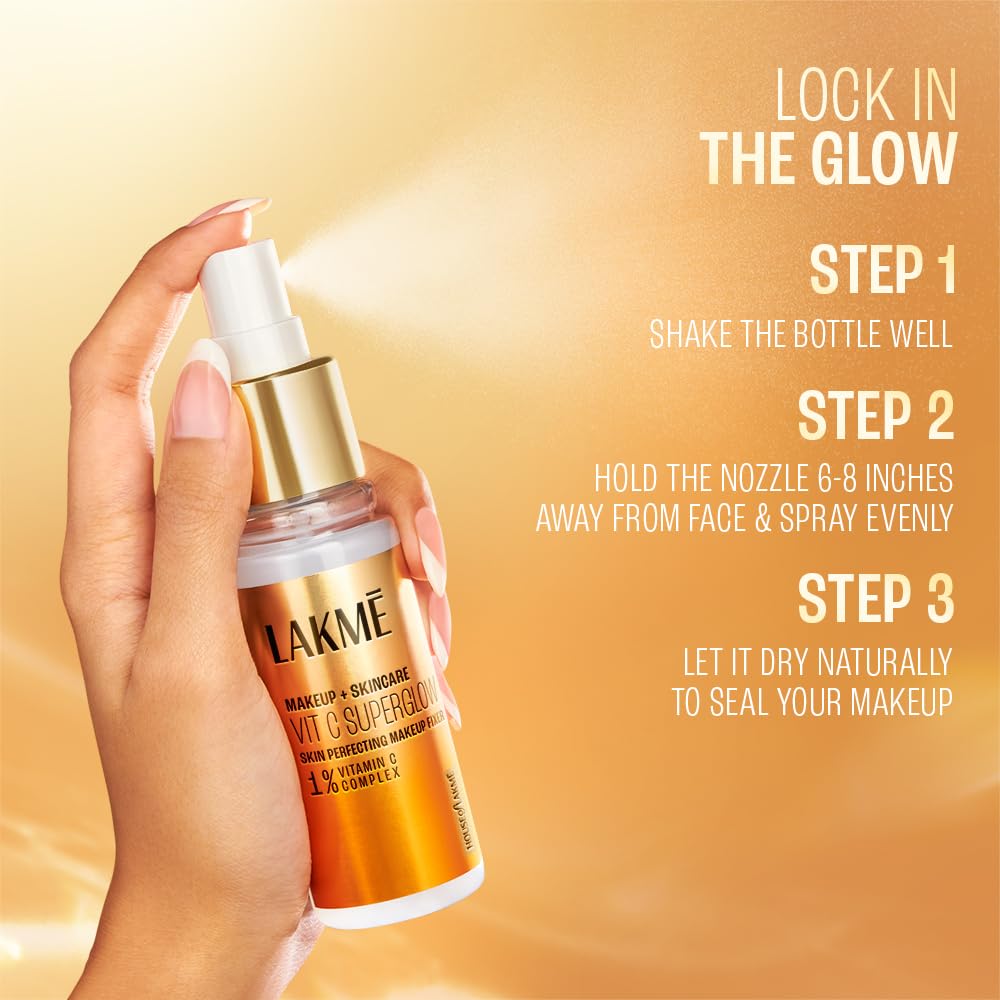 Lakme Vitamin C Superglow Skin Perfecting Makeup Fixer 60ml for Radiant Skin