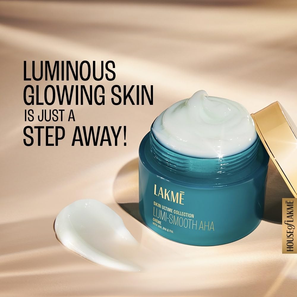 Lakme Lumi Smooth AHA+BHA+PHA+B3 Face Cream to Exfoliate & Unclog Pores, 50G