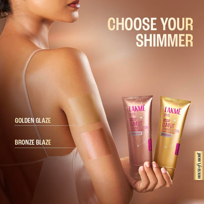Lakme Lumi Lit Gold Shimmer Body Lotion, Hyaluronic Acid for Radiant Glow