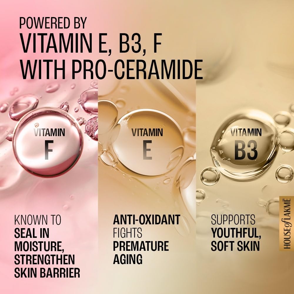 LAKMÉ Dew Drama Gel Creme: Pro-Ceramides, Vitamins E, B, F for Radiant Skin