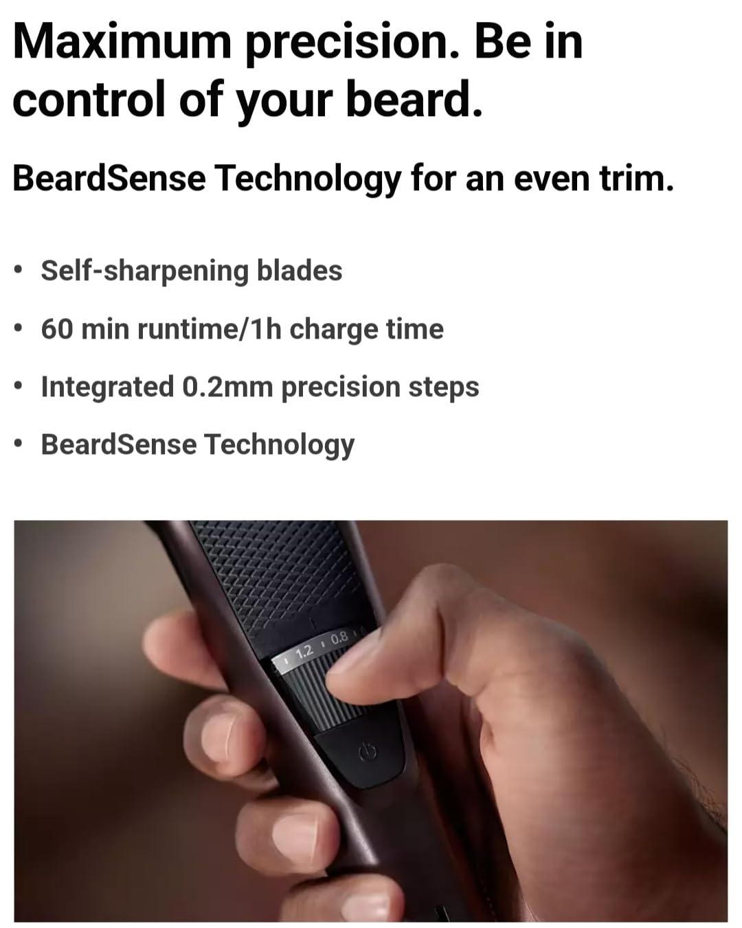 Philips 3000 Series Beard Trimmer with Titanium Blades and PowerAdapt