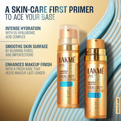 Lakme 9to5 Double Duty Hydrating Moisturizer + Primer, Blurs Pores, 30g