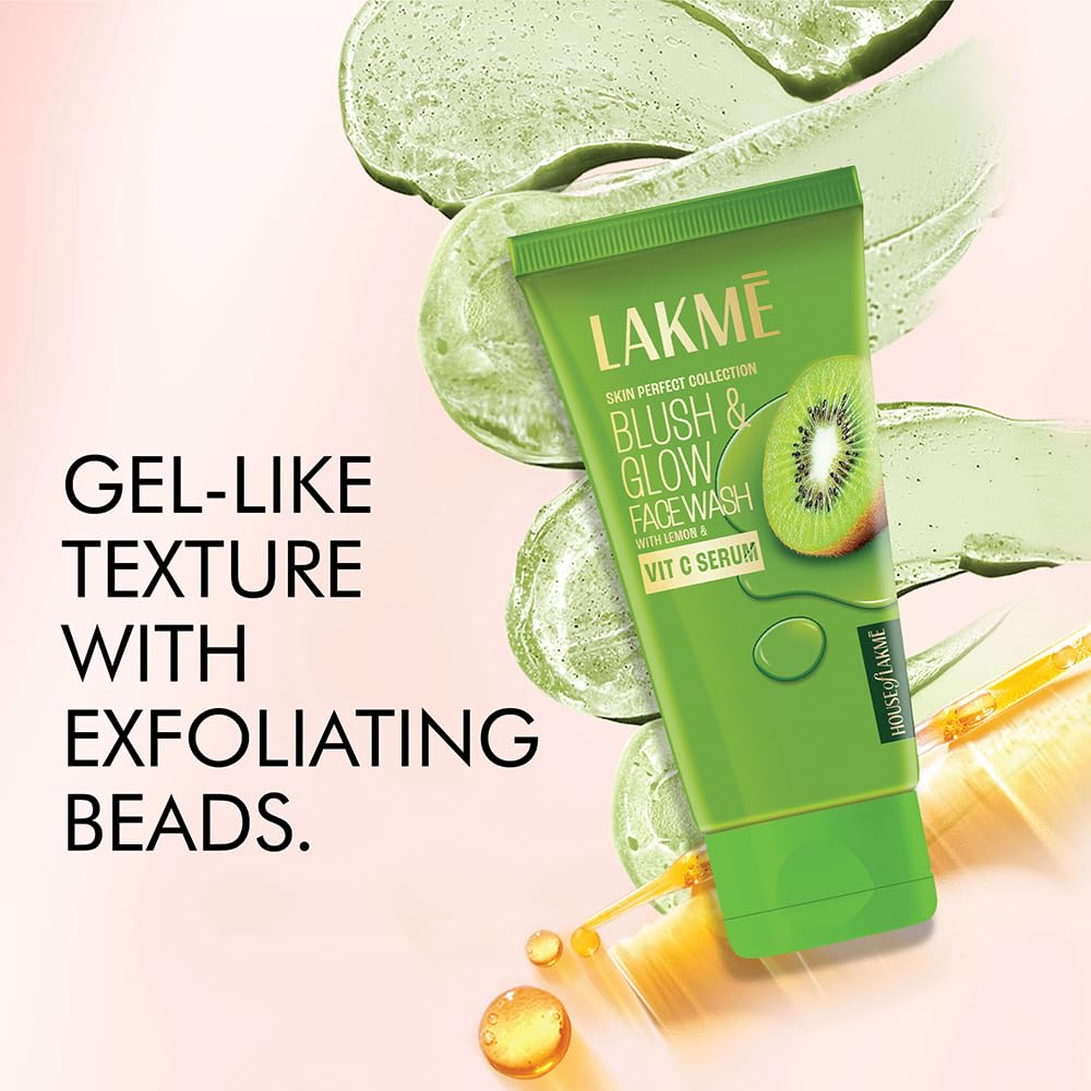 Lakmé Blush & Glow Kiwi Face Wash with Vitamin C Serum 100g