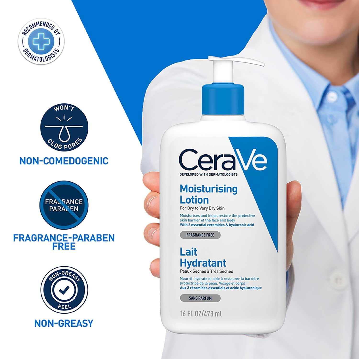 CeraVe Daily Moisturising Lotion with Ceramides and Hyaluronic Acid 16oz