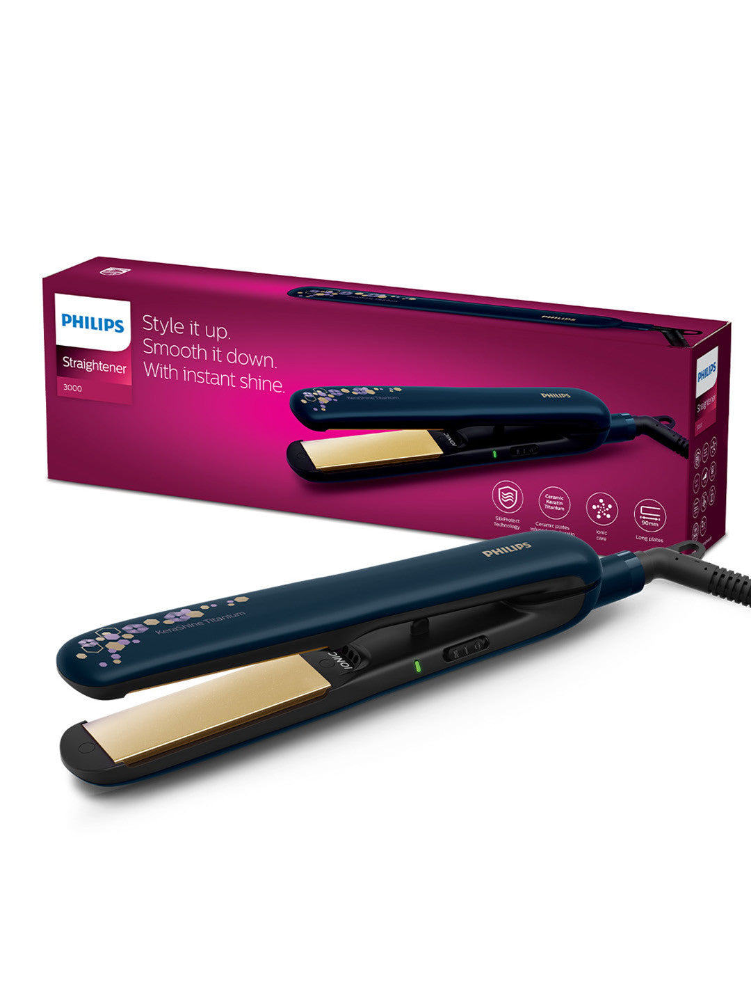 Philips BHS397/40 SilkProtect Hair Straightener with Keratin Titanium Plates