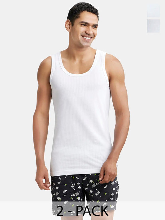 Jockey Men's Super Combed Cotton Ribbed Vest 2-Pack Undershirts Classic 8816