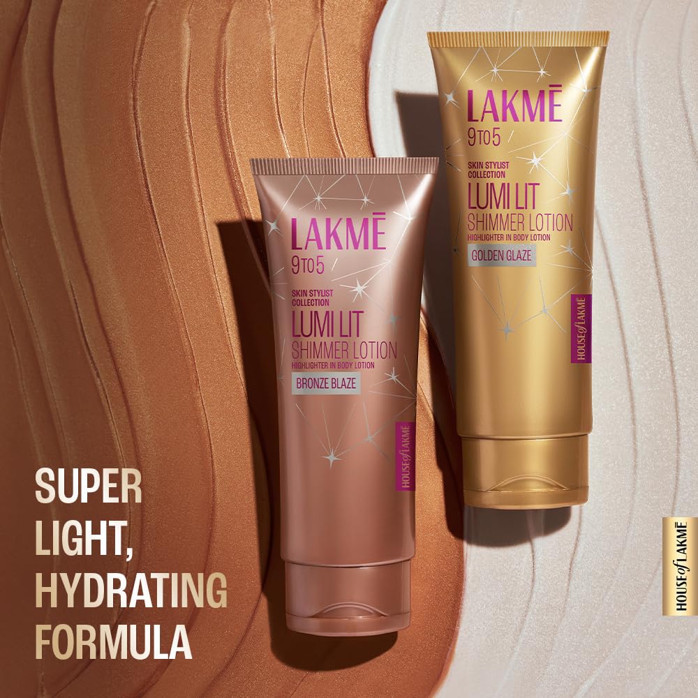 Lakme Lumi Lit Gold Shimmer Body Lotion, Hyaluronic Acid for Radiant Glow