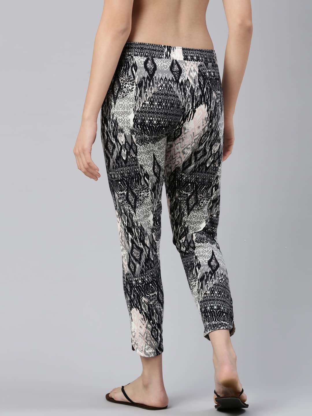 Enamor Women's Mid Rise 7/8 Length Drawstring Relaxed Fit Stretch Pants