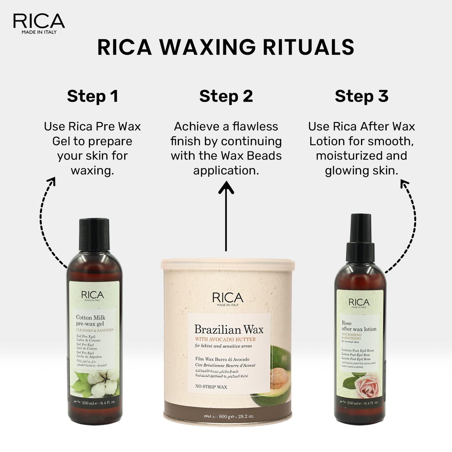 Rica Brazilian Wax Avocado Butter Stripless Face Bikini Hair Removal