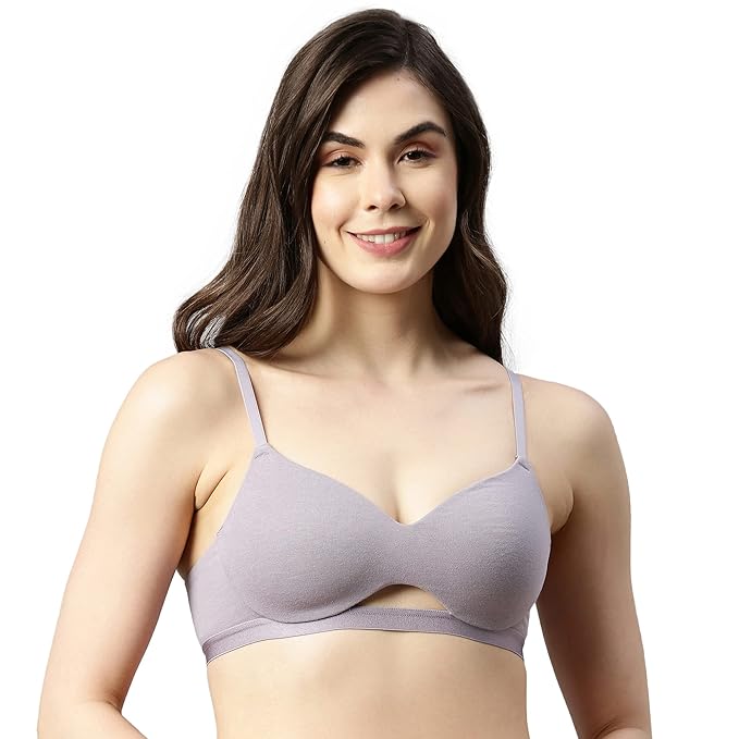Enamor Cloudsoft Invisi Neckline Cotton T-Shirt Bra, Padded Wirefree Medium Coverage