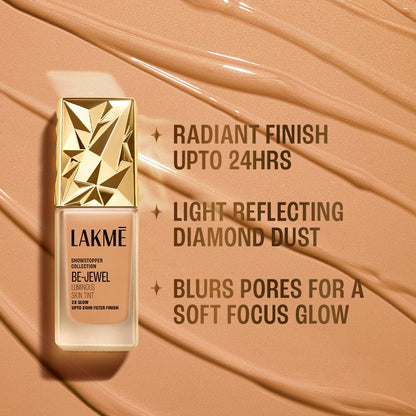 Lakme Be-Jewel Luminous Skin Tint: 24HR Lasting, Light-Reflecting Glow, Warm Beige