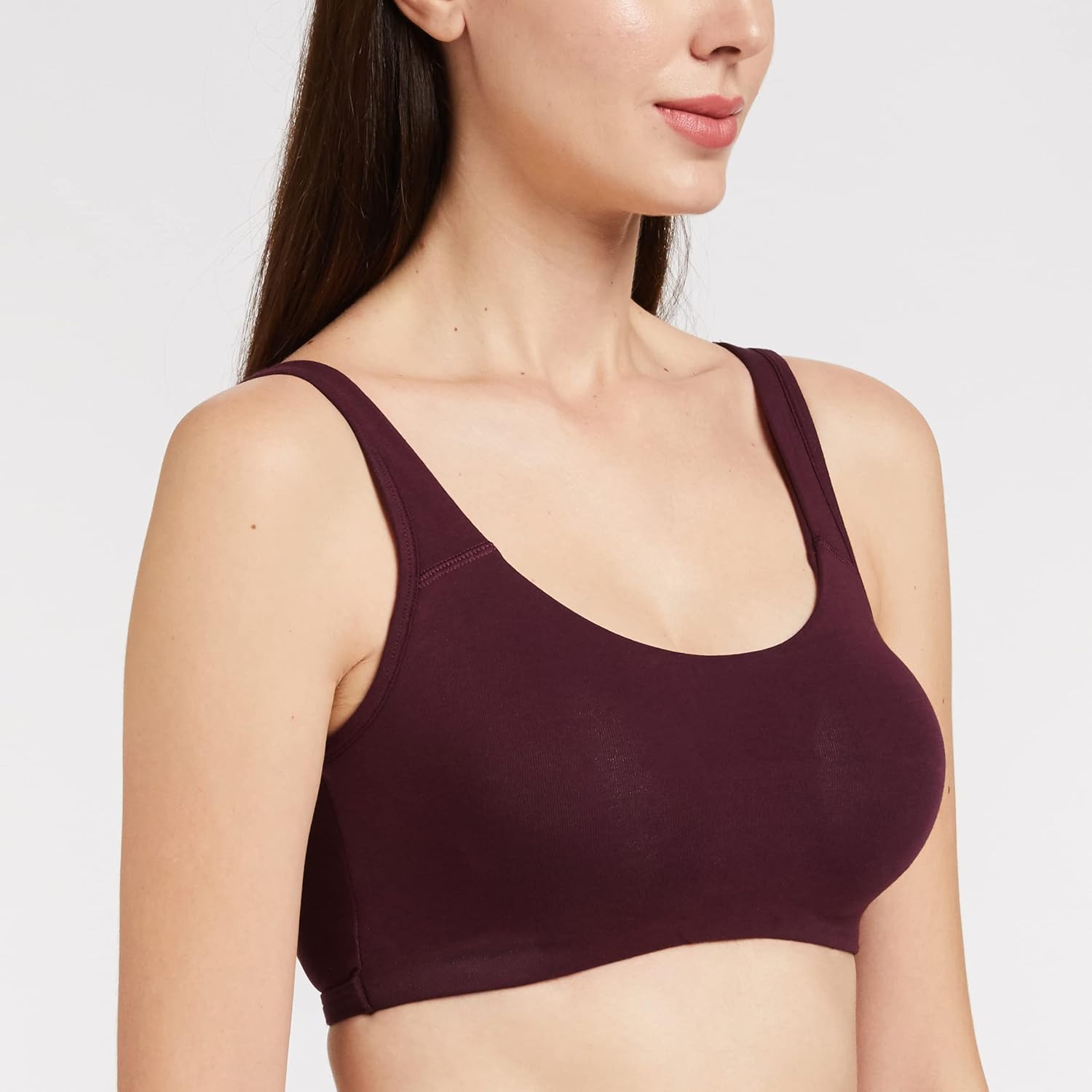 Enamor Women's Cotton Blend SB06 Low Impact Non-Padded Wirefree High Coverage Bra
