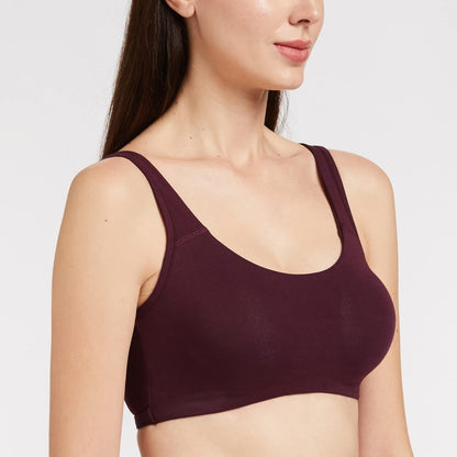 Enamor Women's Cotton Blend SB06 Low Impact Non-Padded Wirefree High Coverage Bra