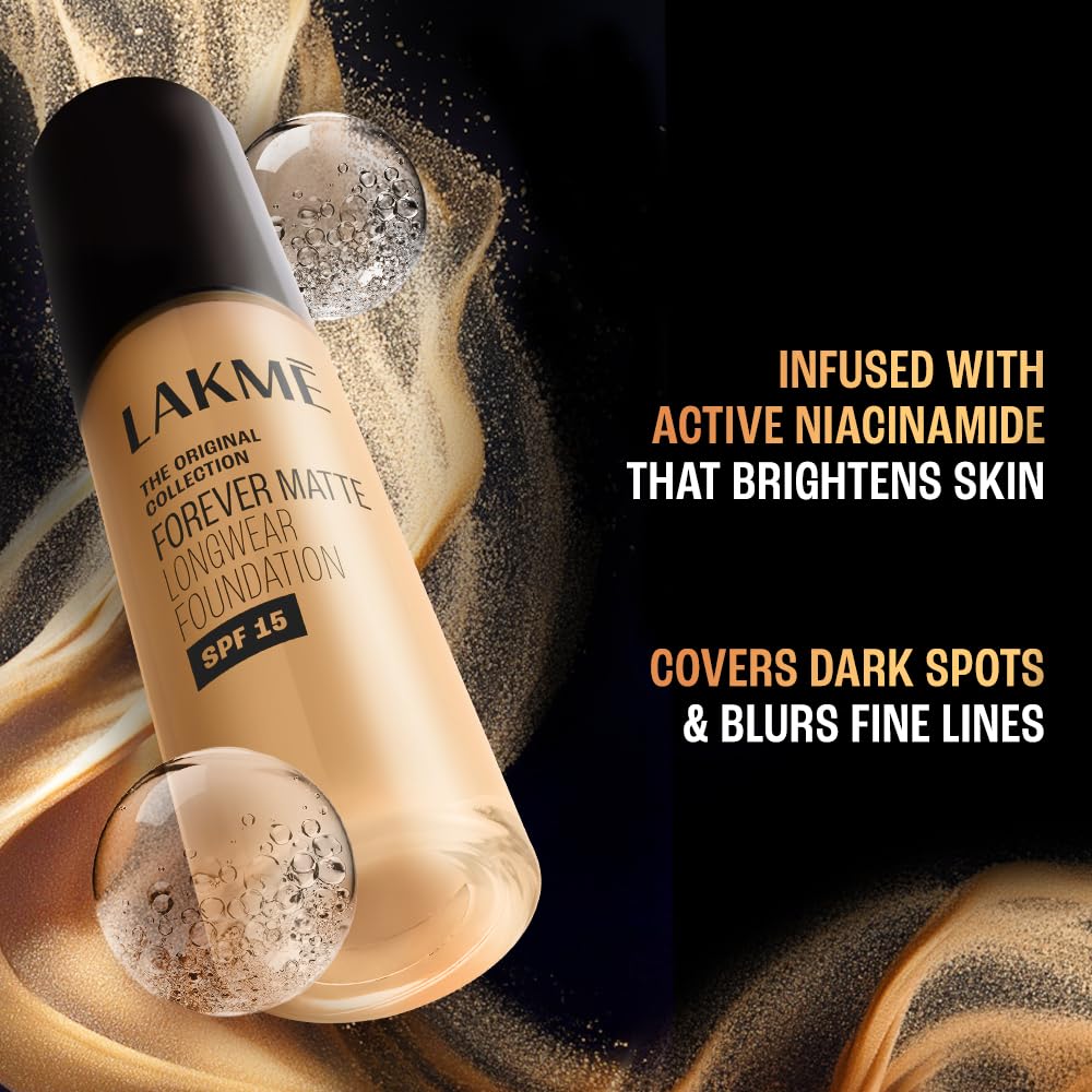 Lakme Forever Matte Longwear Foundation SPF 15 Niacinamide Radiant Long-Lasting Finish