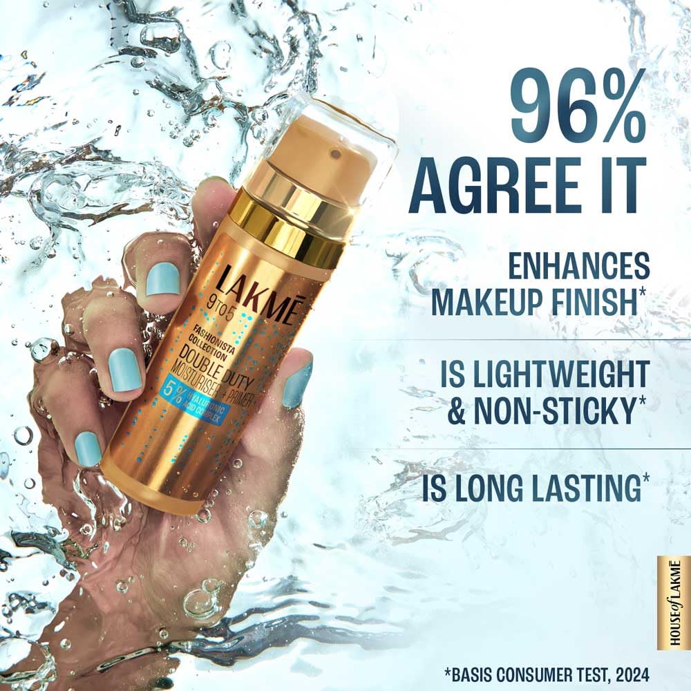 Lakme 9to5 Double Duty Hydrating Moisturizer + Primer, Blurs Pores, 30g