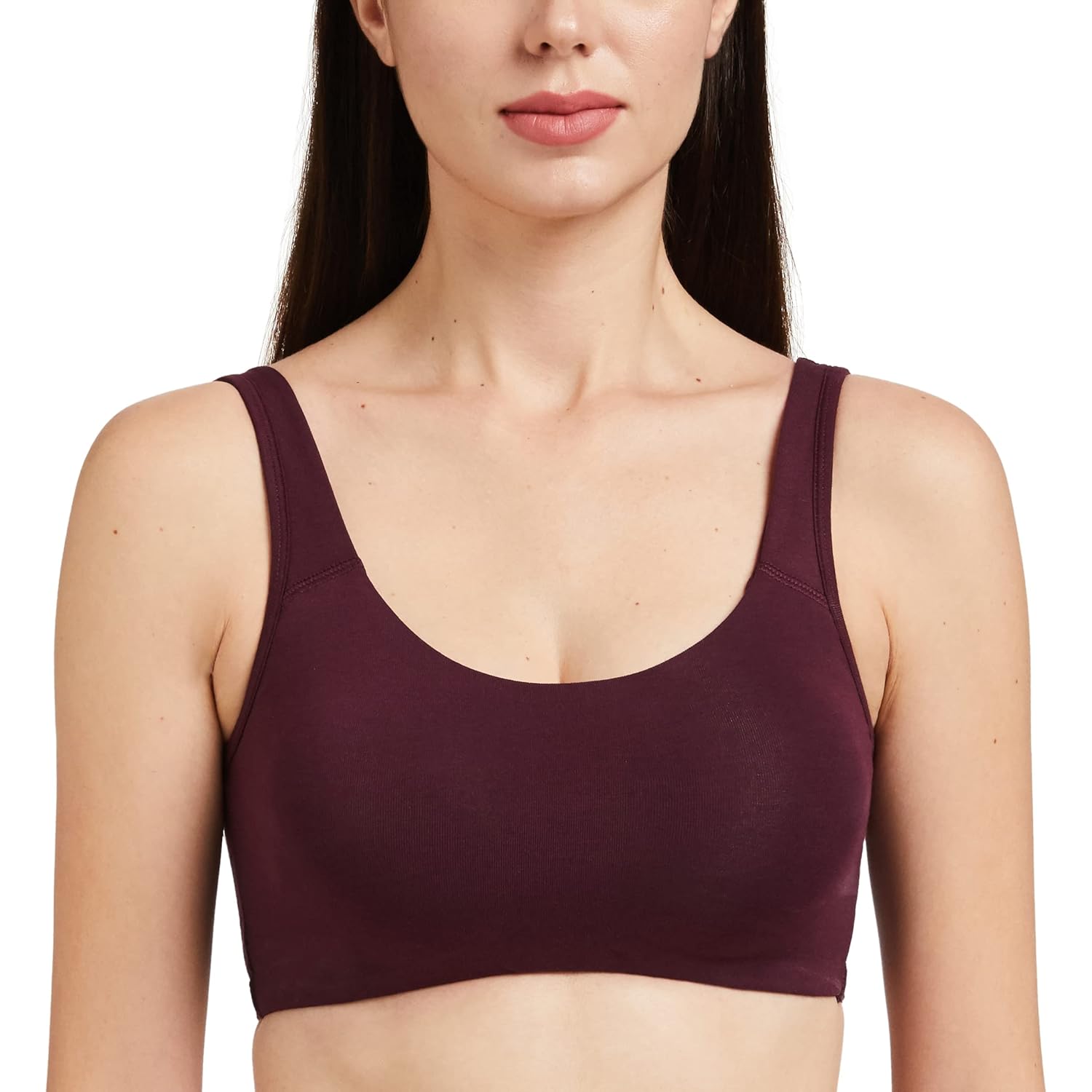 Enamor Women's Cotton Blend SB06 Low Impact Non-Padded Wirefree High Coverage Bra