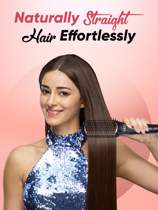 VEGA Women Hair Straightener Brush with Ionic and ThermoProtect Technology