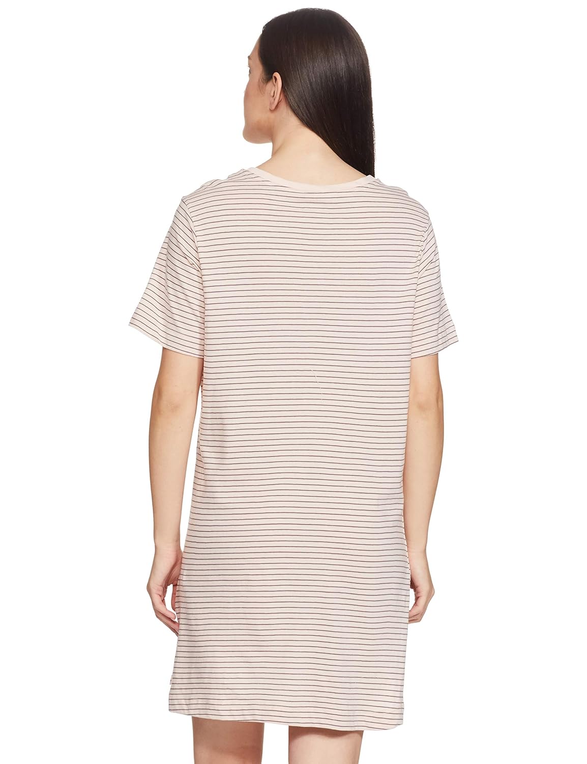 Women's Pink Striped Cotton Tunic T-Shirt: Soft, Breathable, Relaxed Mid-Thigh Fit