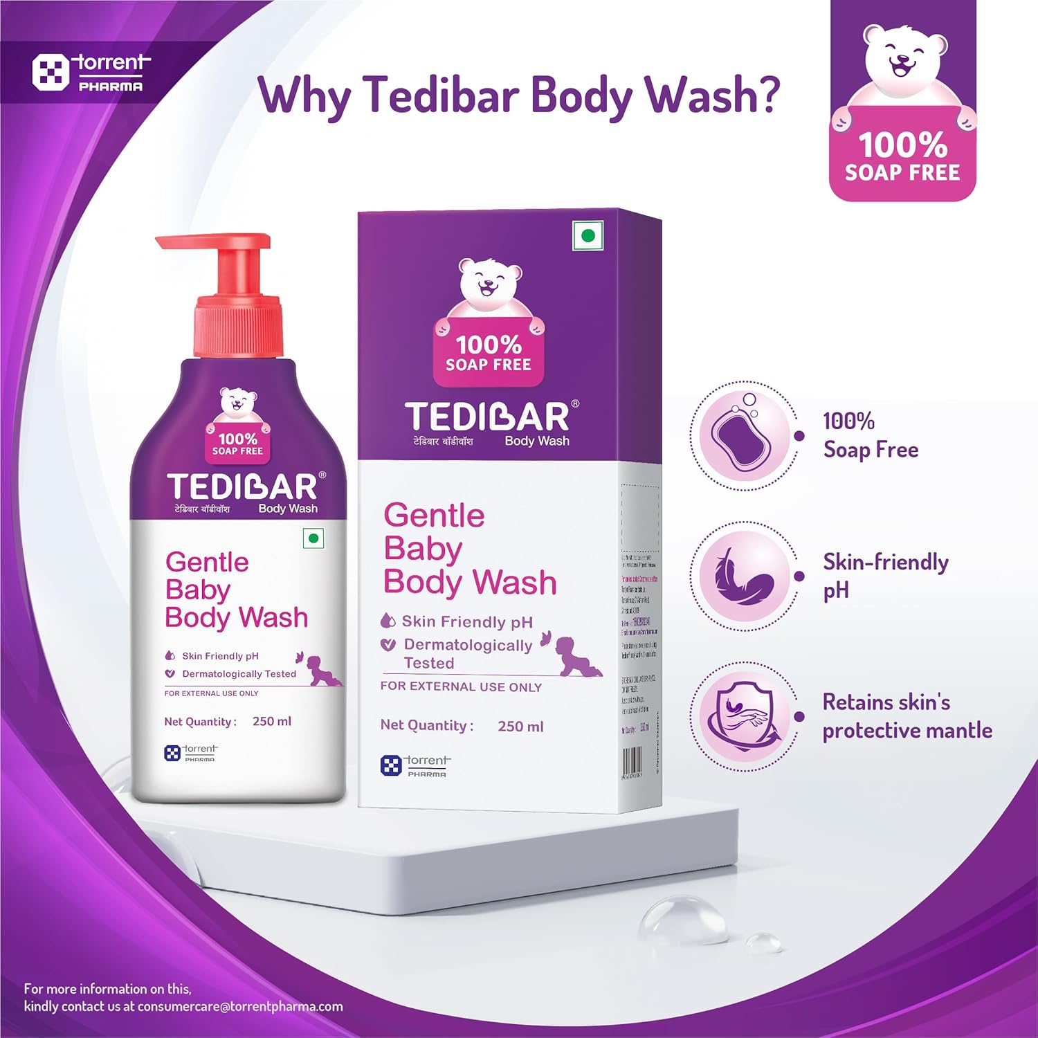 Tedibar Gentle Soap-Free Baby Body Wash for Sensitive Newborn Skin
