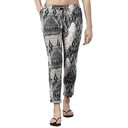 Enamor Women's Mid Rise 7/8 Length Drawstring Relaxed Fit Stretch Pants
