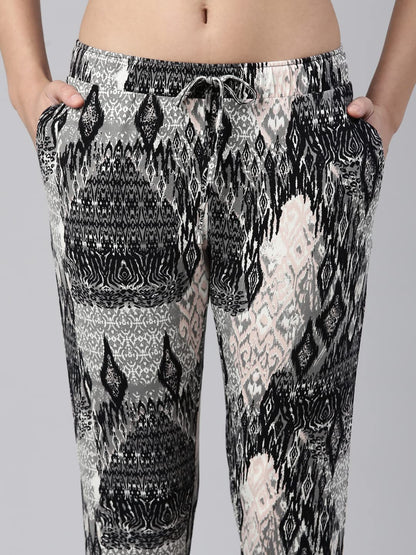 Enamor Women's Mid Rise 7/8 Length Drawstring Relaxed Fit Stretch Pants
