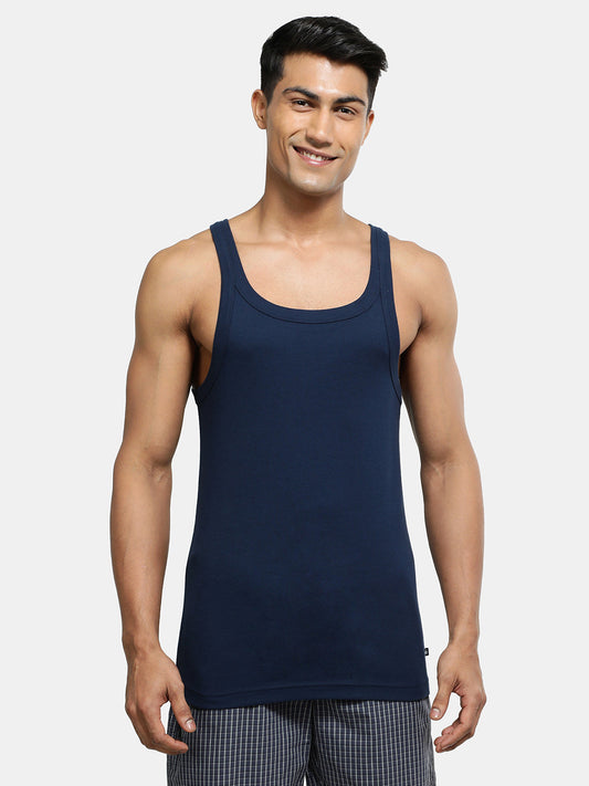 Jockey Men's Navy Blue Pure Cotton Modern Fit Innerwear Vest