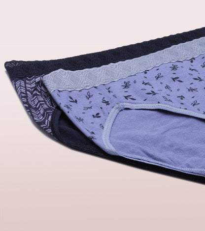 Enamor CH06 French Brief Hipster Panties - Antimicrobial Cotton Spandex, 2-Pack Assorted