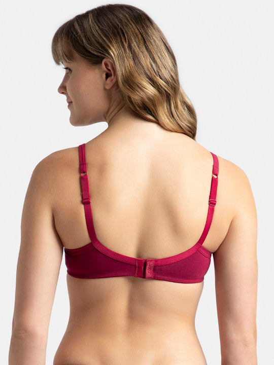 Jockey Wirefree Padded Plus Size Cotton Medium Coverage T-Shirt Bra with Lace Styling