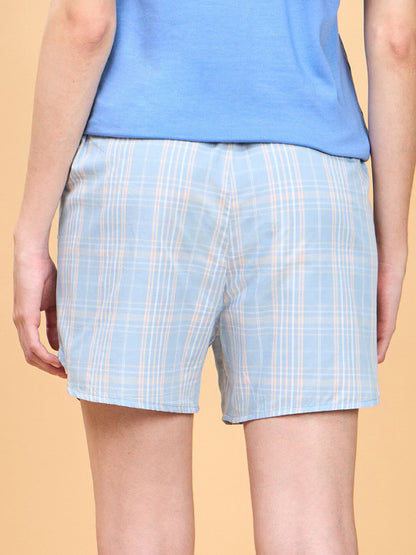 Enamor E7A1 Hangout Women's Printed Mid-Rise Cotton Lounge Shorts with Drawstring