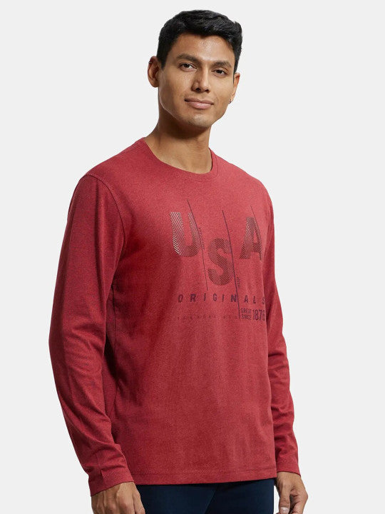 Jockey Men's Combed Cotton Rich Graphic US82 Full Sleeve Round Neck T-Shirt