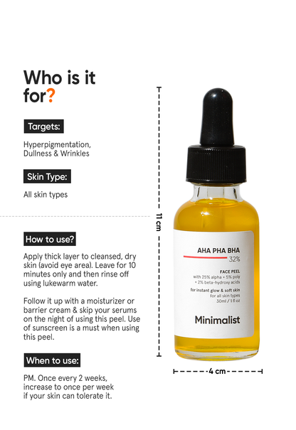 Minimalist 32% AHA PHA BHA Peeling Solution for Radiant Skin