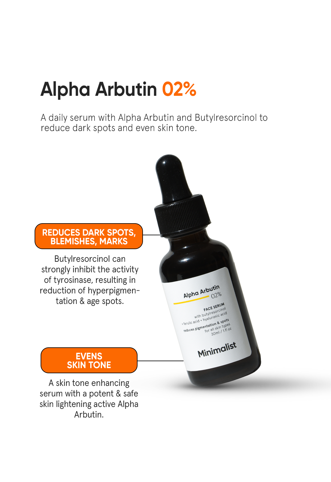 Minimalist Alpha Arbutin 2% Face Serum for Brightening Dark Spots