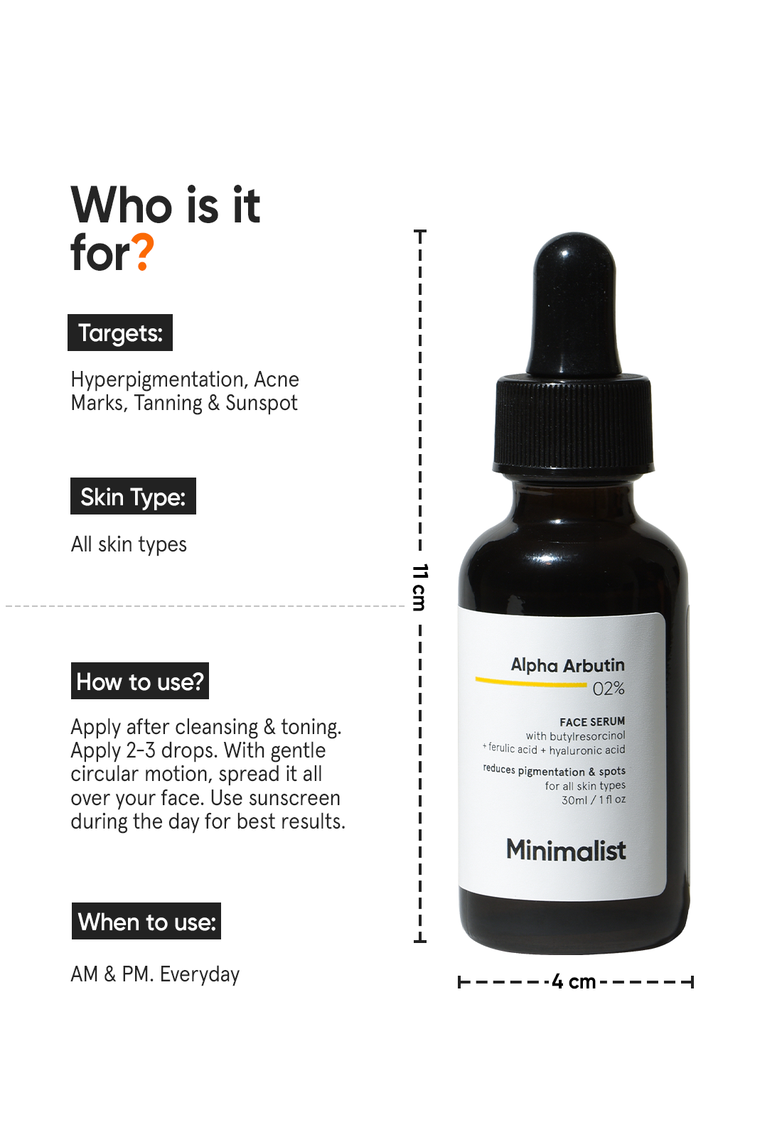 Minimalist Alpha Arbutin 2% Face Serum for Brightening Dark Spots
