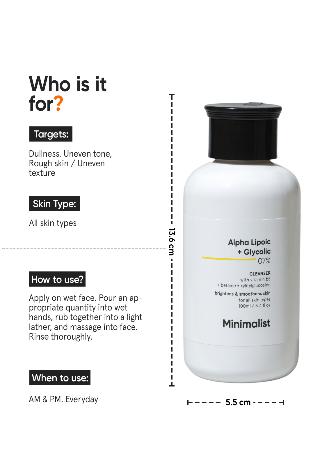 Minimalist Alpha Lipoic and Glycolic Acid 7% Brightening Face Cleanser