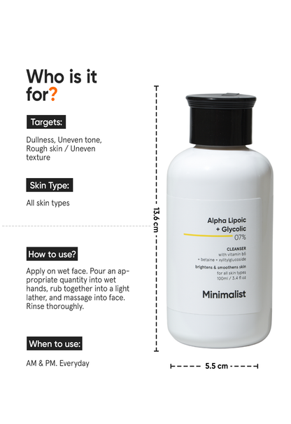 Minimalist Alpha Lipoic and Glycolic Acid 7% Brightening Face Cleanser