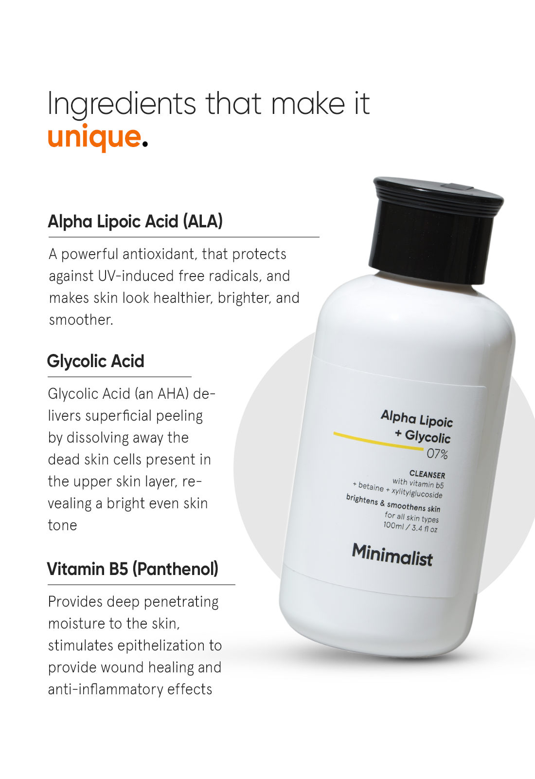 Minimalist Alpha Lipoic and Glycolic Acid 7% Brightening Face Cleanser
