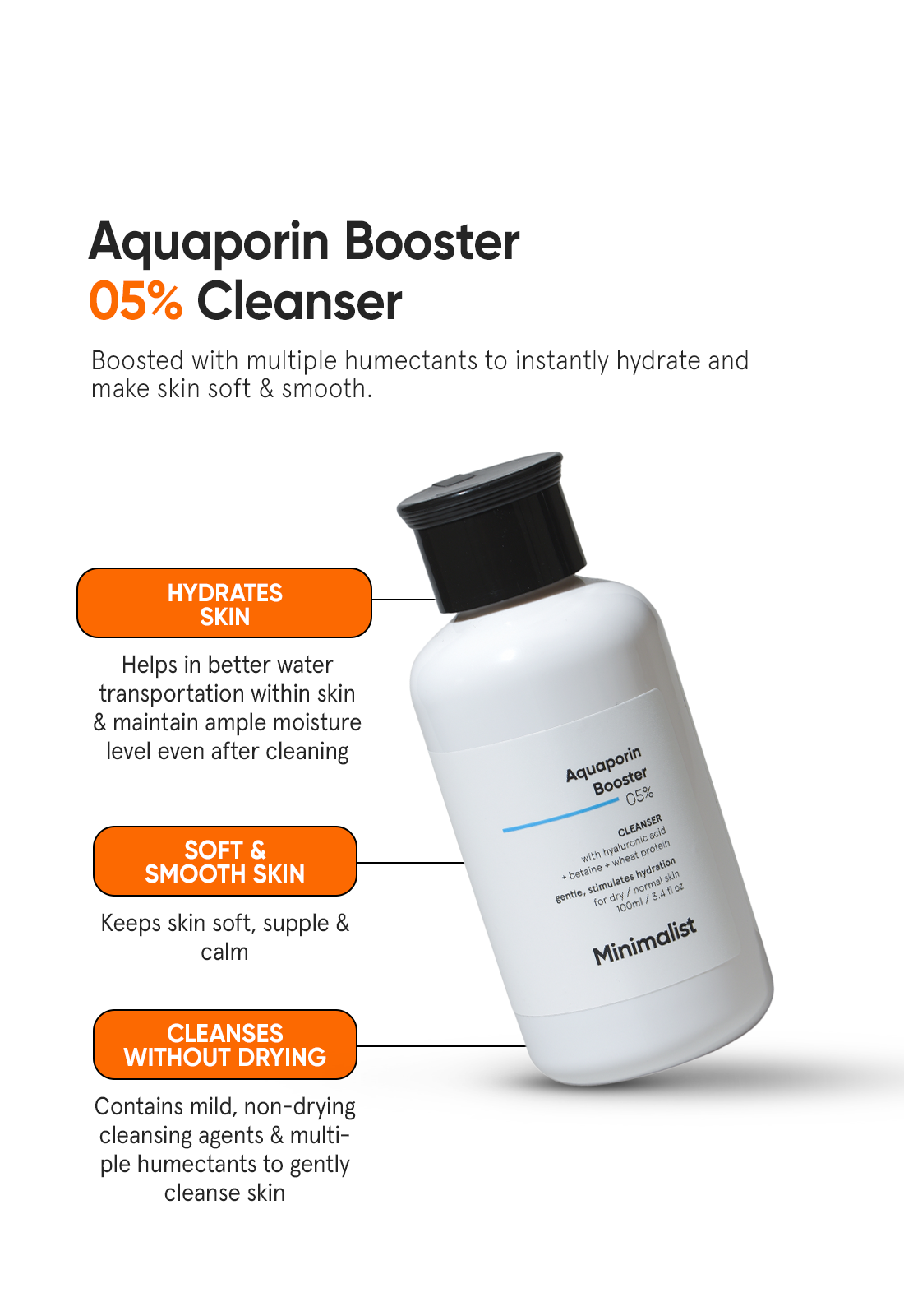 Minimalist Aquaporin Booster 5% Hydrating Face Cleanser for Dehydrated Skin