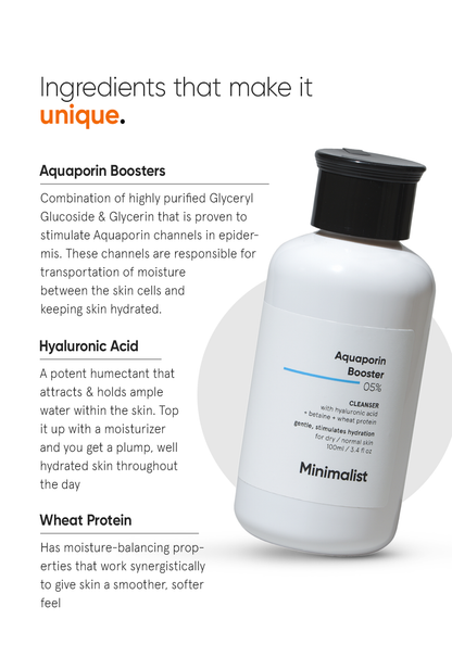 Minimalist Aquaporin Booster 5% Hydrating Face Cleanser for Dehydrated Skin