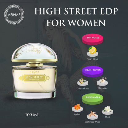 Armaf High Street Women's Eau De Parfum 100ML: Citrus, Floral, Warm Amber Scent