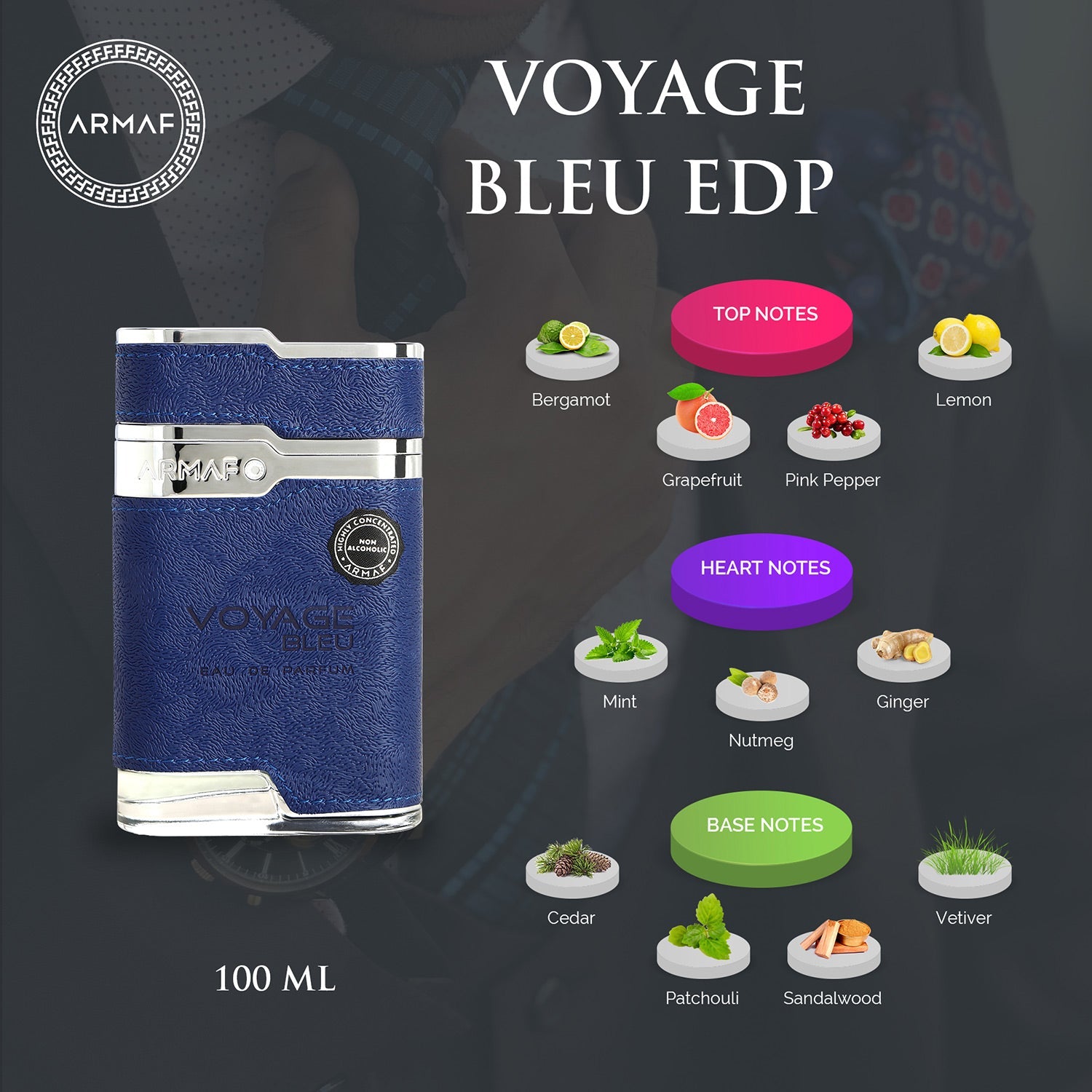 Armaf Voyage Bleu 100ml EDP Bold Masculine Fragrance Spray for Men