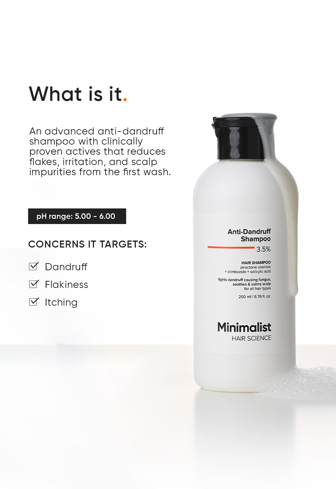 Minimalist Anti Dandruff Shampoo with Salicylic Acid for Healthy Scalp