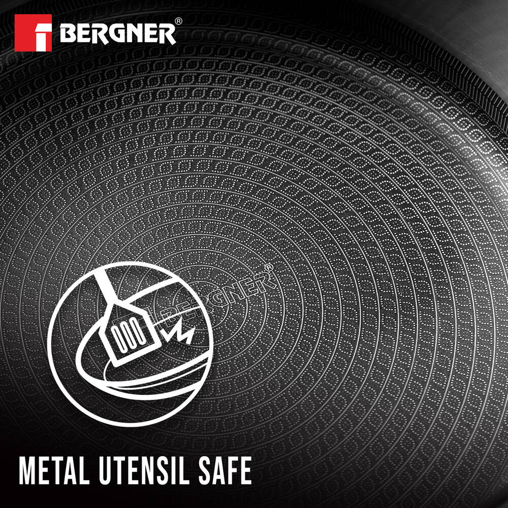 Bergner Hi-Tech Tri-Ply Stainless Steel Non-Stick 24cm Serving Pan with Lid