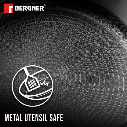 Bergner Hi-Tech Tri-Ply Stainless Steel Non-Stick 24cm Serving Pan with Lid